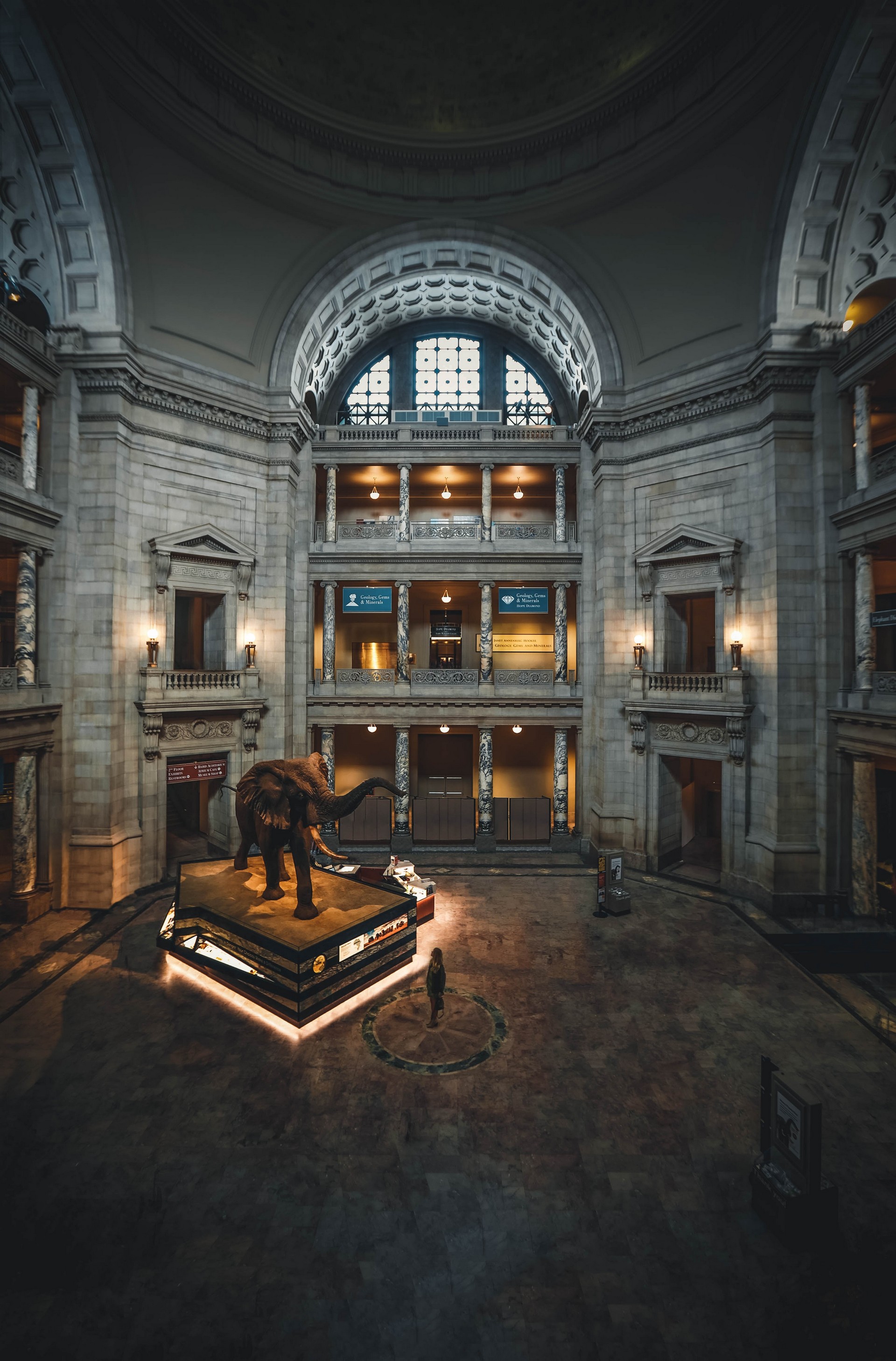 the museum with low lights